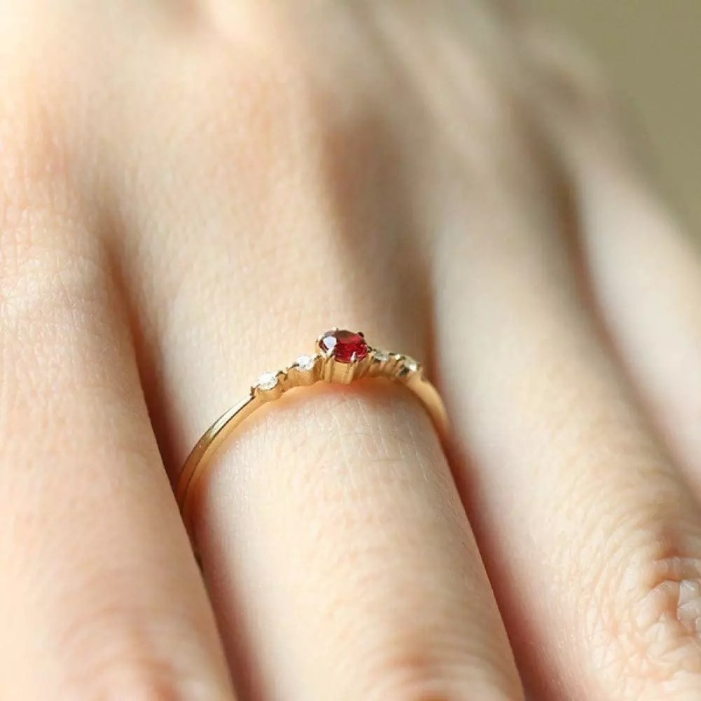New Women’s Yellow Gold Plated Ruby Ring - Picture 3 of 5